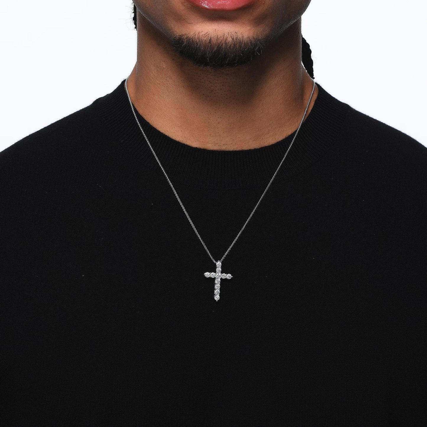 Moissanite Silver Cross Pendant Necklace