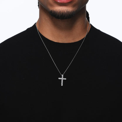 Moissanite Silver Cross Pendant Necklace