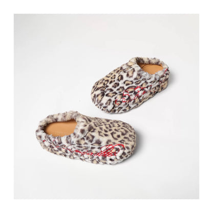 Leopard Faux-Leather Winter Slippers