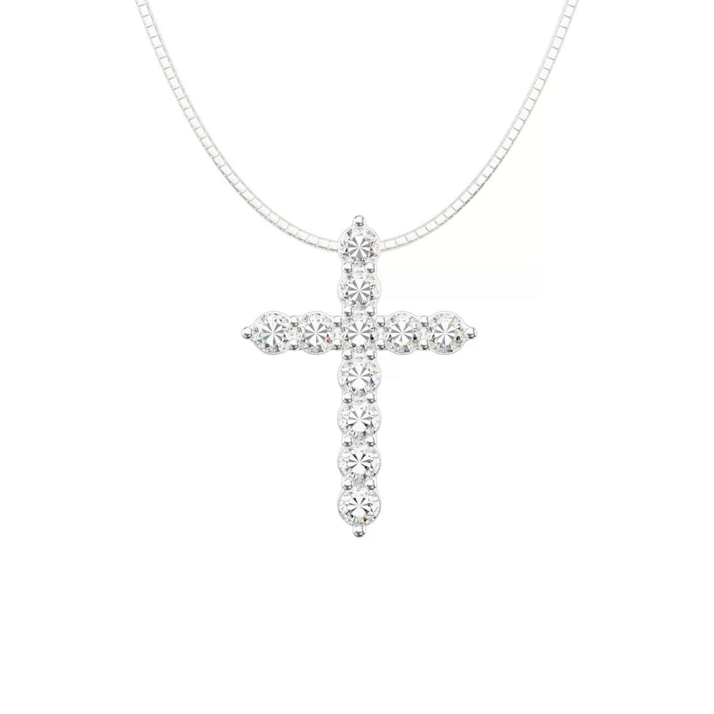 Moissanite Silver Cross Pendant Necklace