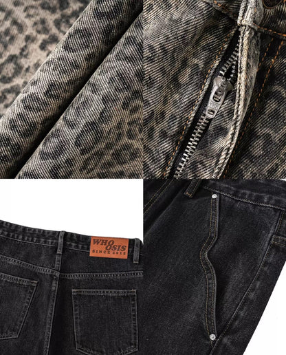 Leopard Print Demin Pants