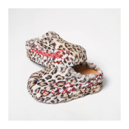 Leopard Faux-Leather Winter Slippers