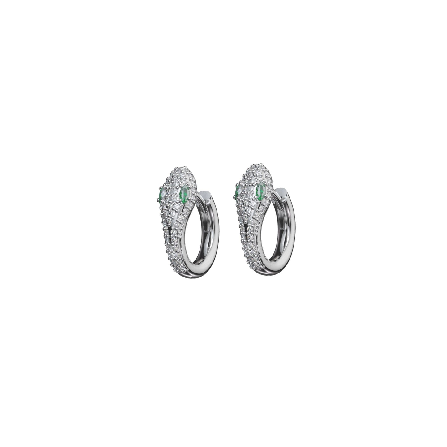 Green Serpent Hoop Earring S925 Silver