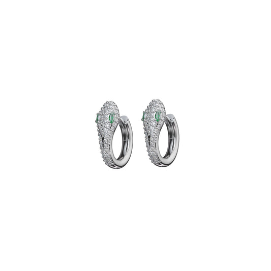 Green Serpent Hoop Earring S925 Silver