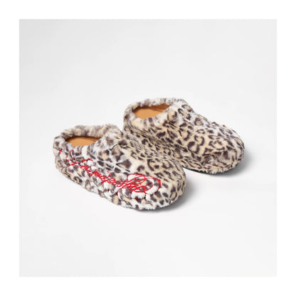 Leopard Faux-Leather Winter Slippers