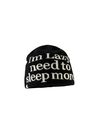“I’m Lazy Need to Sleep More” Knit Beanie