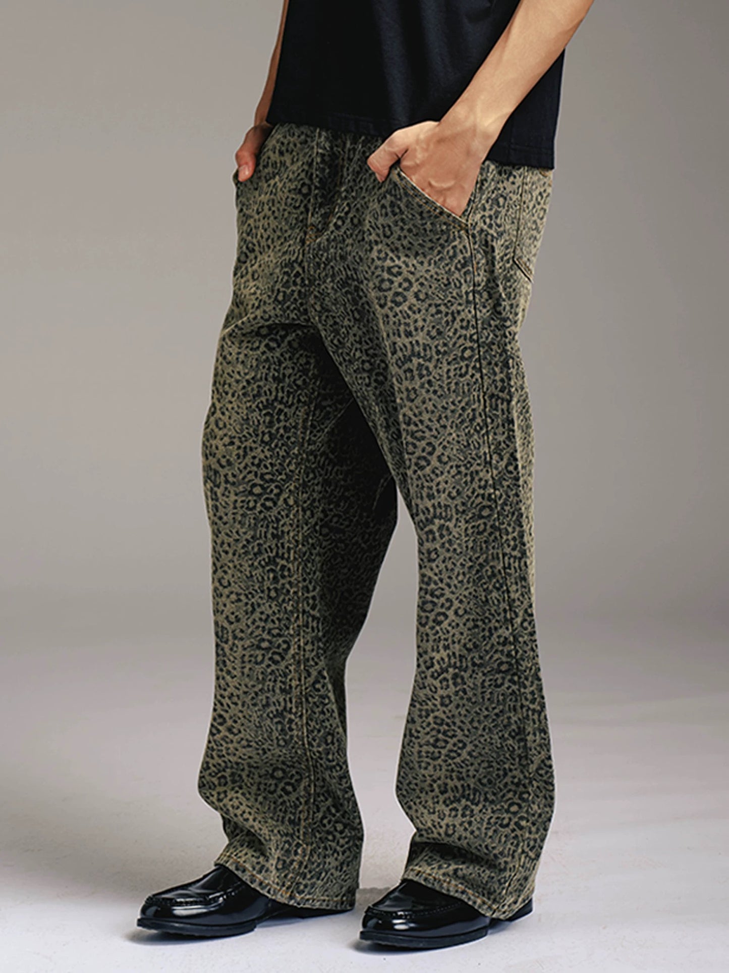 Leopard Print Demin Pants