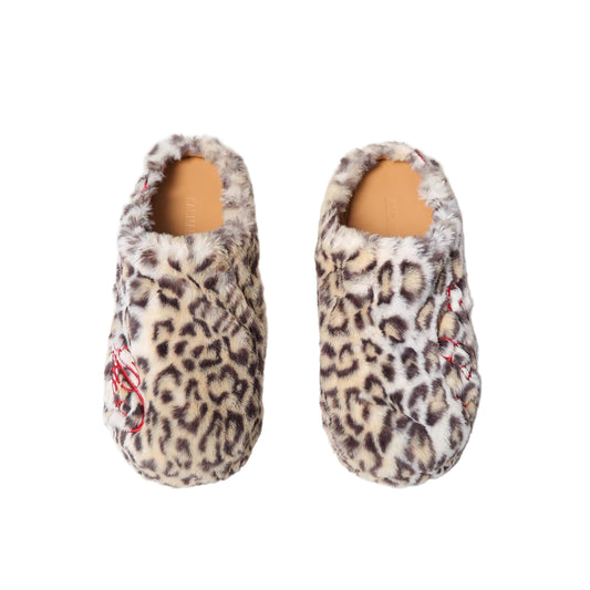 Leopard Faux-Leather Winter Slippers